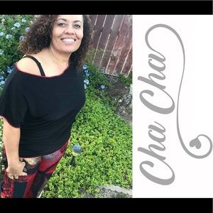Cha-Cha top - black with red trim.